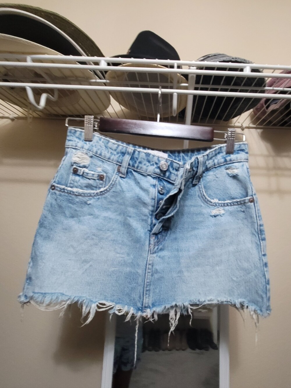 Zara Light Blue Denim Skirt with Washed Finish
